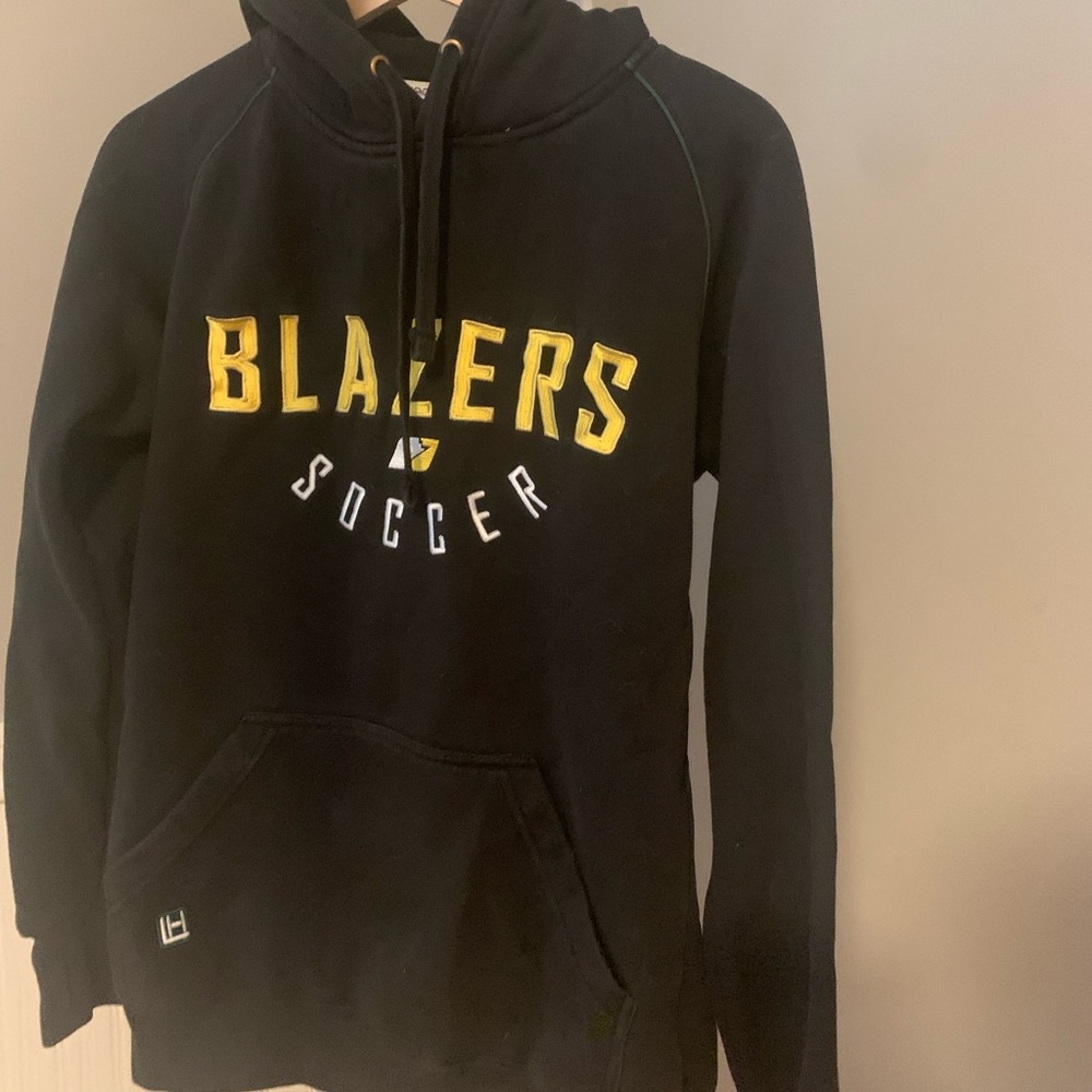 Great quality black soccer hoodie , size S